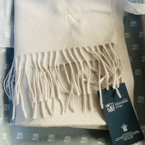 Johnstons of Elgin Cashmere Ivory Scarf with “K”